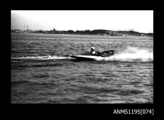 Australian National Speedboat Championships 1971, Bruce Grey on his cabover type inboard hydroplane TABOO