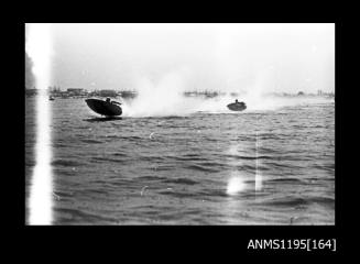 Australian National Speedboat Championships 1971, two unidentified inboard skiffs