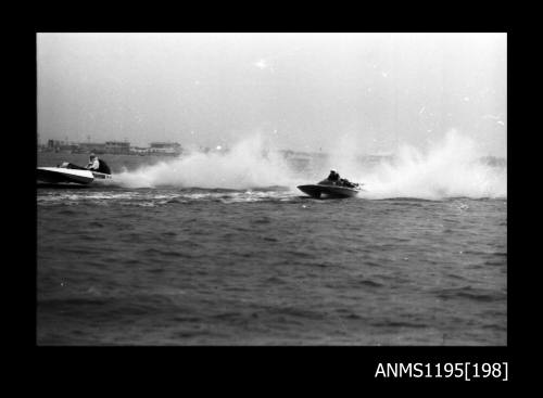 Australian National Speedboat Championships 1971, inboard hydroplane CHINOOK and another hydroplane