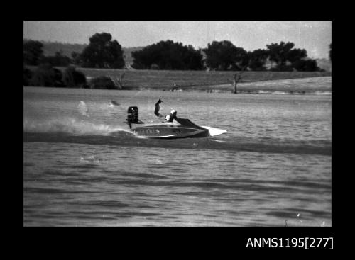 Lake Glenmaggie 1971, picklefork style outboard catamaran GOLD CAT