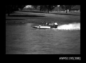 Lake Glenmaggie 1971, picklefork style outboard catamaran TAYLORMAID