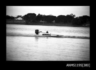 Lake Glenmaggie 1971, picklefork style outboard catamaran SEAGULL