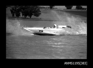 Lake Glenmaggie 1971, picklefork style outboard catamaran MY59N