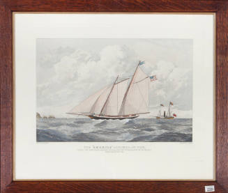 The schooner AMERICA, 170 Tons, winning the Royal Yacht Squadron Cup and passing the VICTORIA AND ALBERT off the Needles, Friday August 22nd 1851