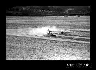 Hen and Chicken Bay 1970s, inboard hydroplane VOODOO IV and an unidentified hydroplane