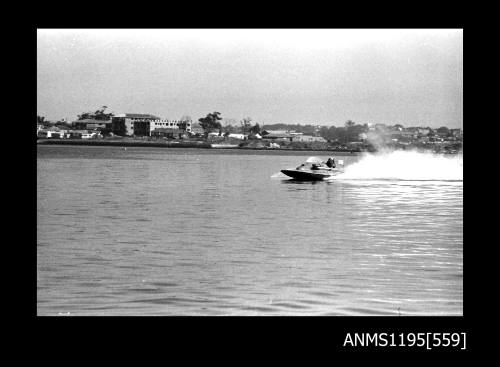 Hen and Chicken Bay 1970s, unidentified inboard hydroplane