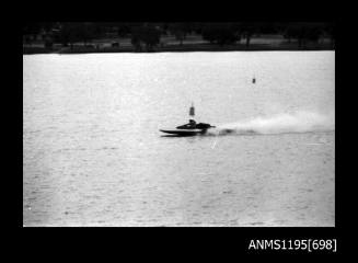 Wagga Boat Club, Graeme Andrews test driving a new cabover type inboard hydroplane