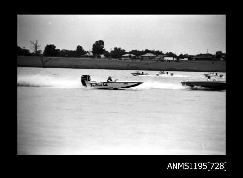 Wagga Boat Club, outboard runabout SCALDED CAT and four unidentified outboard runabouts