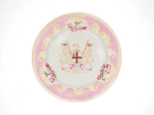 Ceramic plate bearing the arms of the British East India Company