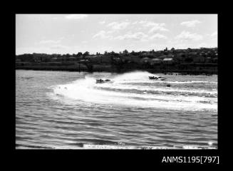 Silverwater Speedboat Club early 1970s, two unidentified inboard hydroplanes