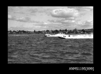 Cabarita 1970, cabover type inboard hydroplane VIRGO and an unidentified inboard powerboat