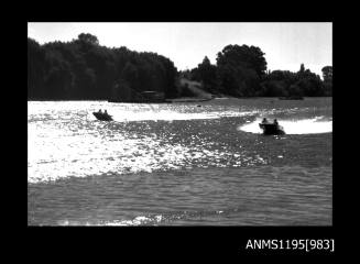 Bridge to Bridge Speedboat Race 1970, two unidentified powerboats