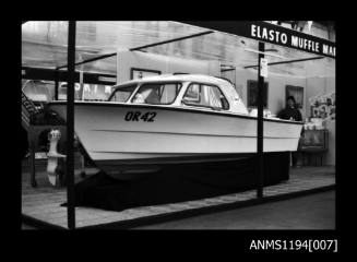 Sydney Boat Show 1972, new model half cabin runabout on display