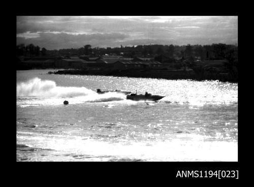 Silverwater 1970s, inboard runabout MISS-T and an unidentified outboard powerboat