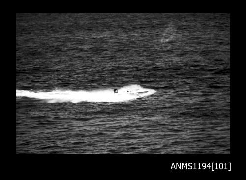 Offshore powerboat racing 1970s, unidentified outboard runabout