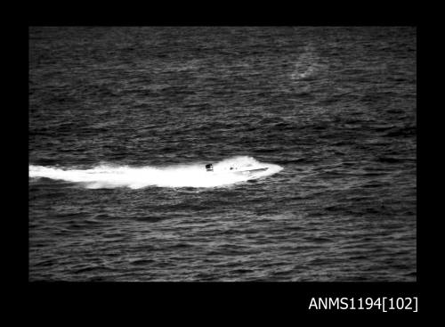 Offshore powerboat racing 1970s, unidentified outboard runabout