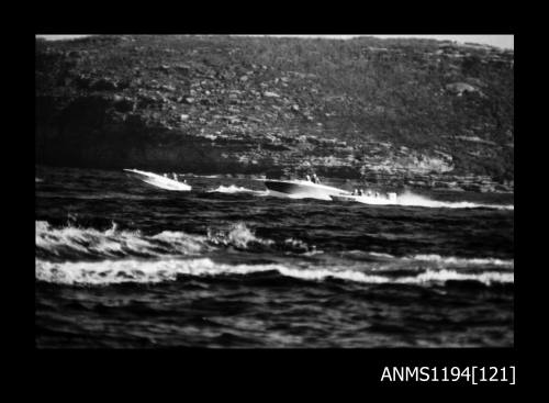 Offshore powerboat racing 1970s, race contenstants heading out