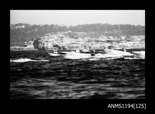 Offshore powerboat racing 1970s, race contestants heading out to sea