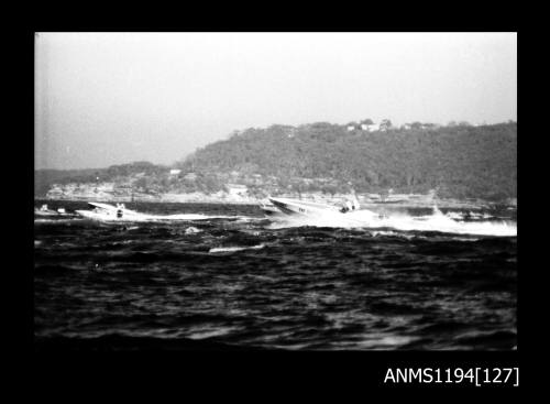 Offshore powerboat racing 1970s, race contestants including THE BOTTLE