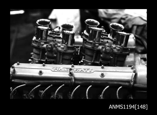 Maserati V-8 petrol engine at Ernest Nunn's workshop