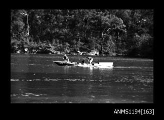 Cowan Creek TV ad filming early 1970s, preparing hydroplane for use