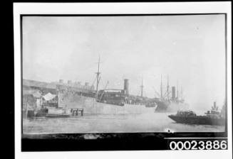 Wharf 7 Pyrmont with two large steam ships, including GLENELG
