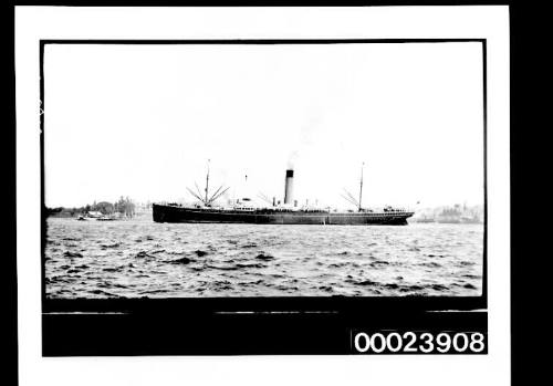 Cargo steamship in harbour