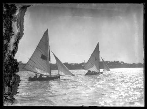 Two sloops on Sydney Harbour, inscribed 2923