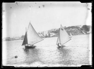 LIBERTY an 18' and smaller skiff on Sydney Harbour near Balmain possibly.