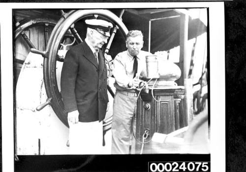 Captain Horace Stanley Collier and unidentified man on board the four-masted barque PAMIR