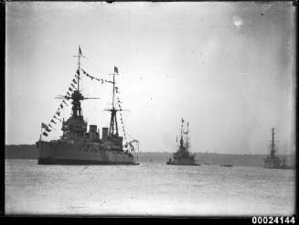 HMS NEW ZEALAND in Sydney Harbour during Admiral Jellicoe's tour