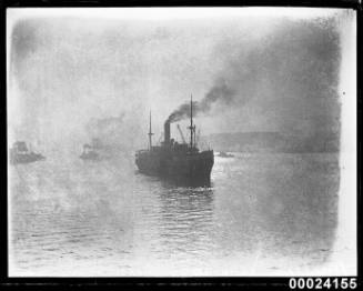 Single funnel ship on Sydney Harbour