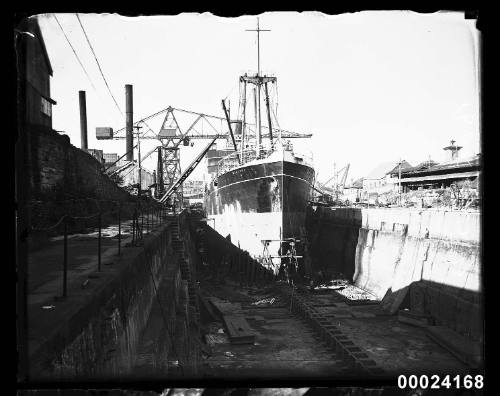 SS MONTORO in dry dock, possibly Morts Dock, Sydney