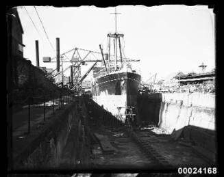 SS MONTORO in dry dock, possibly Morts Dock, Sydney