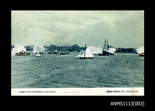 Farm Cove, Warships Saluting postcard