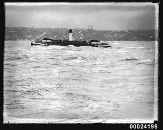 Sydney ferry, possibly BELLUBERA or BARRENJOEY, under steam in Sydney Harbour