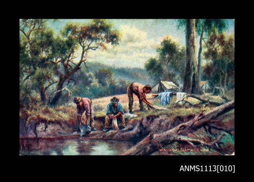 Washing Day in Camp postcard