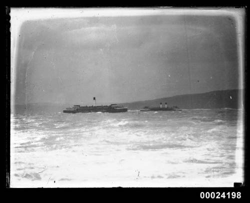 Manly ferries under steam in Sydney Harbour