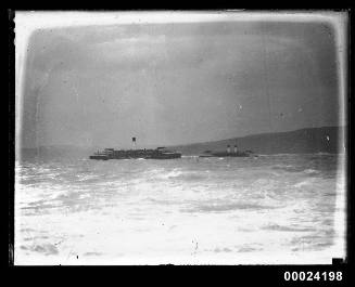 Manly ferries under steam in Sydney Harbour