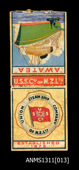 Union Steamship Company of New Zealand  AWATEA matchbook