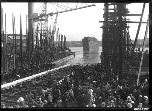 Launching of TSS FORDSDALE at Cockatoo Island Dockyard