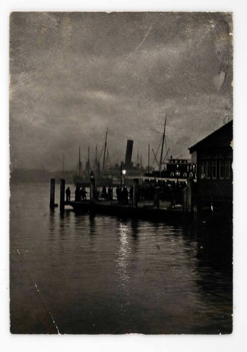 Sydney Harbour scenes : waiting on a ferry wharf, evening