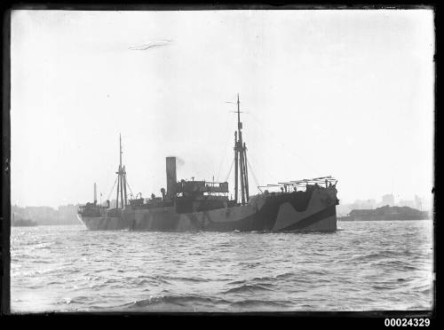 Transport HMAT BULLA (formerly HESSEN) in dazzle paint during the First World War