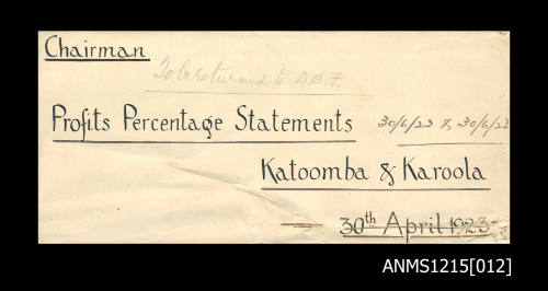 McIlwraith McEacharn Limited documentation and correspondence relating to SS KATOOMBA.