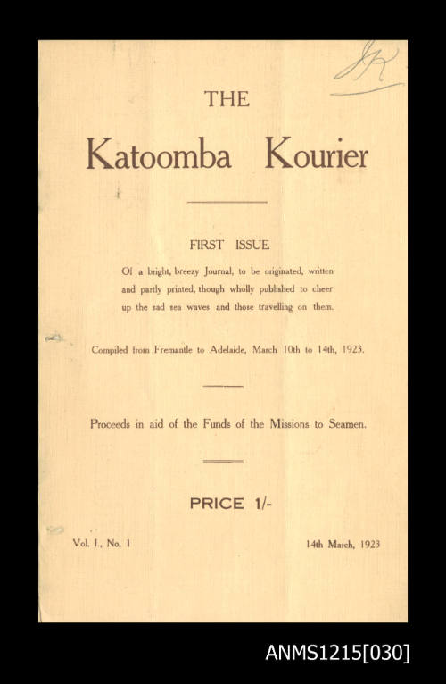 McIlwraith McEacharn Limited documentation and correspondence relating to SS "Katoomba".