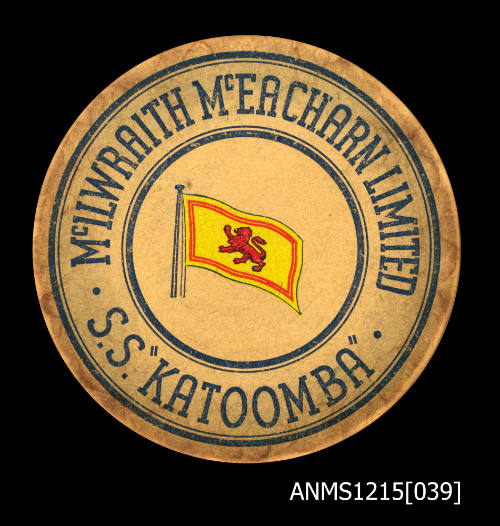 Coaster from McIlwraith McEacharn Limited SS KATOOMBA