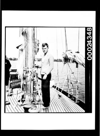 Harold Nossiter Jnr on the deck of yacht SIRIUS