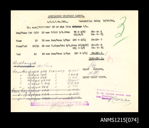 McIlwraith McEacharn Limited documentation and correspondence relating to SS KATOOMBA.