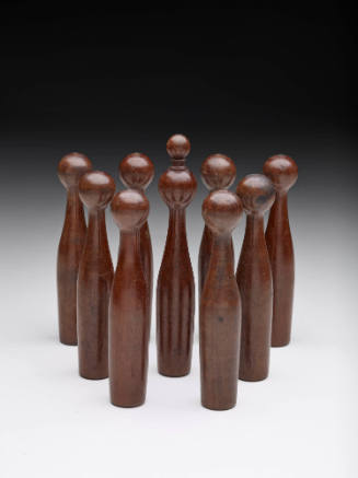 Wooden skittles game set made by German WWI prisoners 
