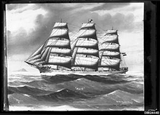 Painting of the three masted ship KLIO by R A Borstel